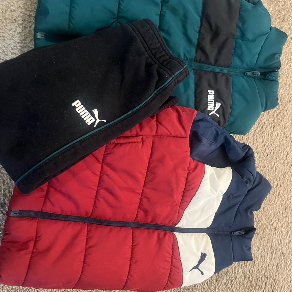 Puma Red and Teal Jackets with Black Pants